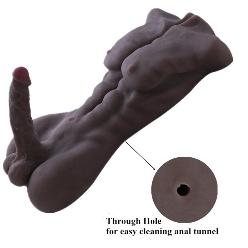 HISMITH Sex Love Doll Torso,Adult Sex Toy with Big Dildo (Black male doll)
