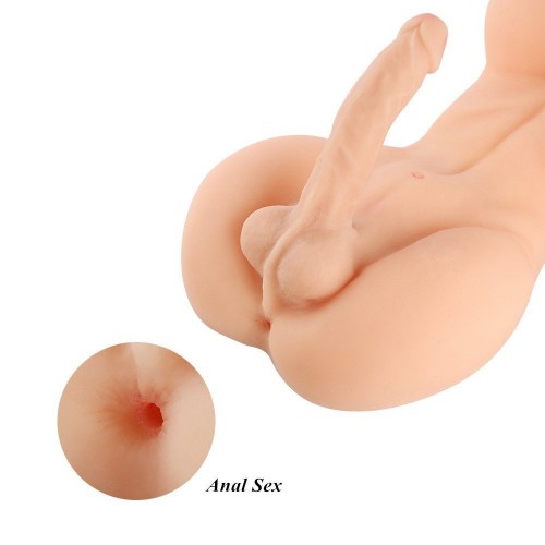 Sex Love Doll Androgyny Body,HISMITH 3D Realistic Big Breast Penis Sex Love Doll Torso for Men Women and Couples (Flesh)